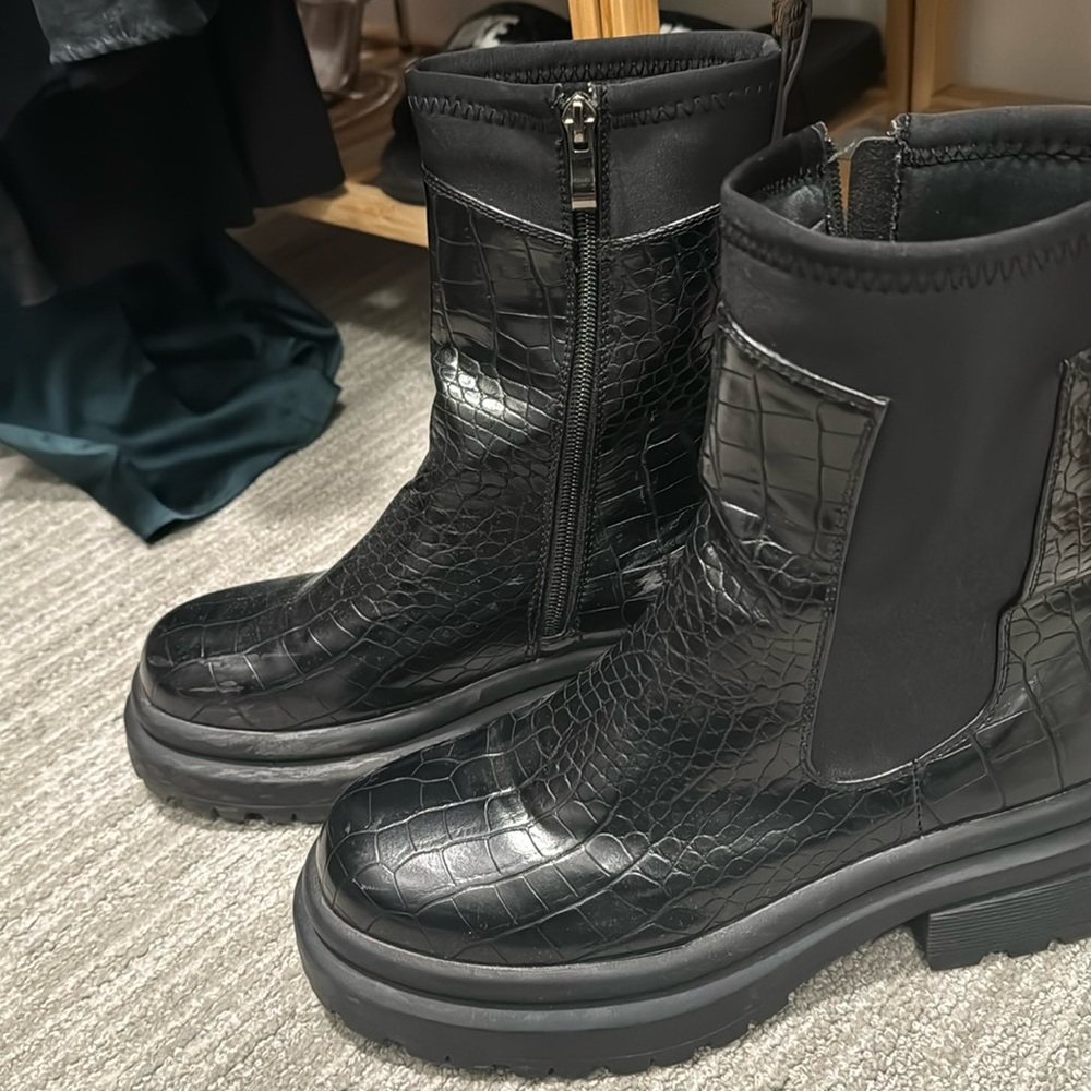 Black combat boots